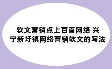 软文营销点上百首网络 兴宁新圩镇网络营销软文的写法
